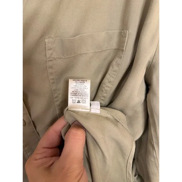Cloth & Stone Women's Khaki Roll Tab Sleeve Button Down‎ Shirt PL - Picture 5 of 6